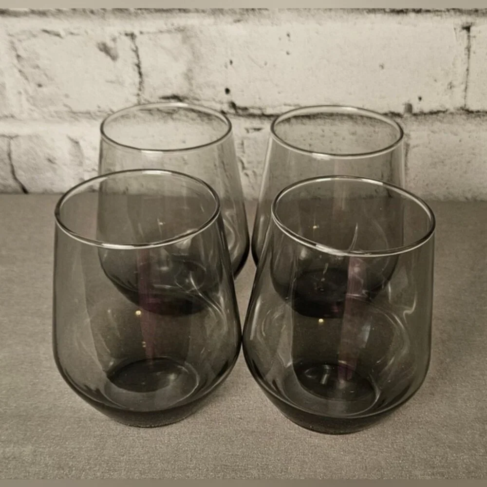 IKEA Ivrig Set of 4 Gray Stemless Glasses - New Old Stock. CIB